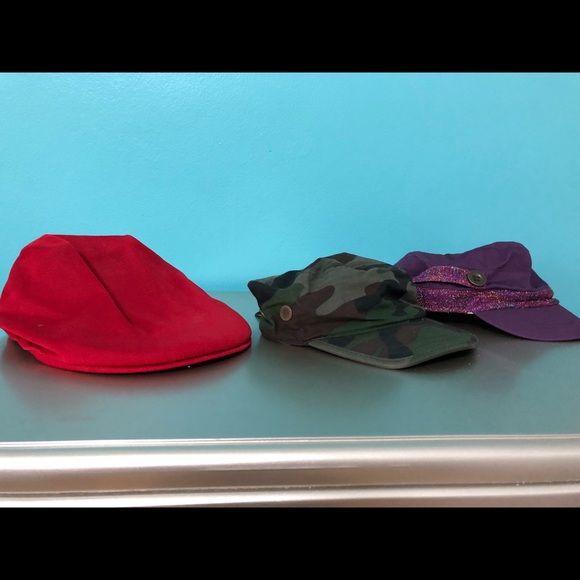 Accessories - 3 ladies’ hats for $10! Red, purple, camo